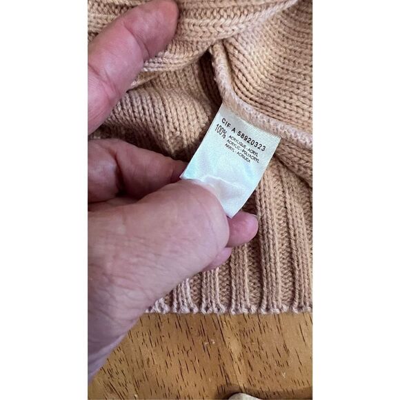 R Womens Chunky Knit V Neck Single Button Cardigan Sweater Mauve Pink Size 14-16 - Picture 12 of 12